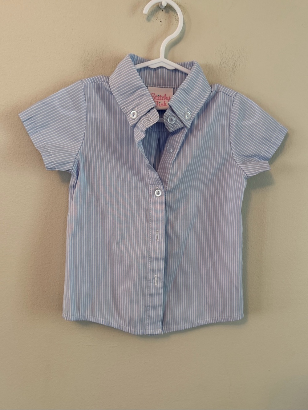 Stitchy Fish Light Blue Stripe Button-Up Shirt
